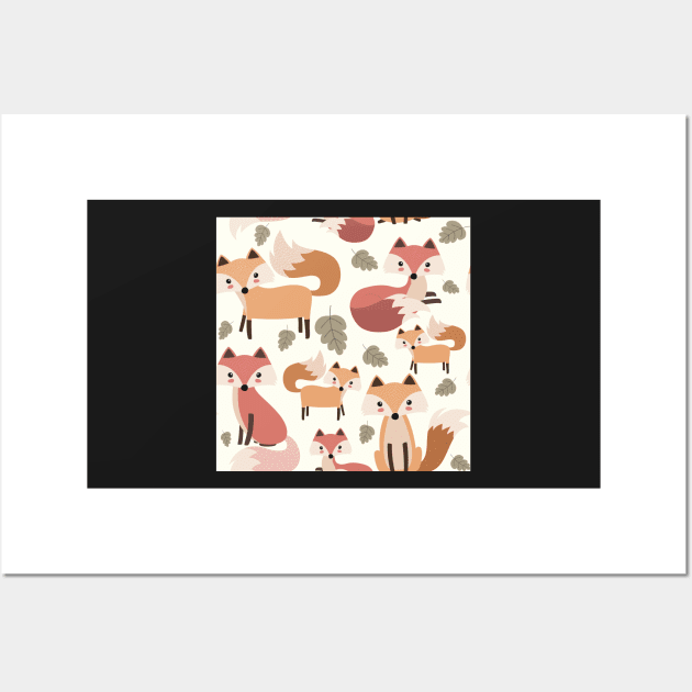 Little Fox and Leaf Print Wall Art by NattyDesigns